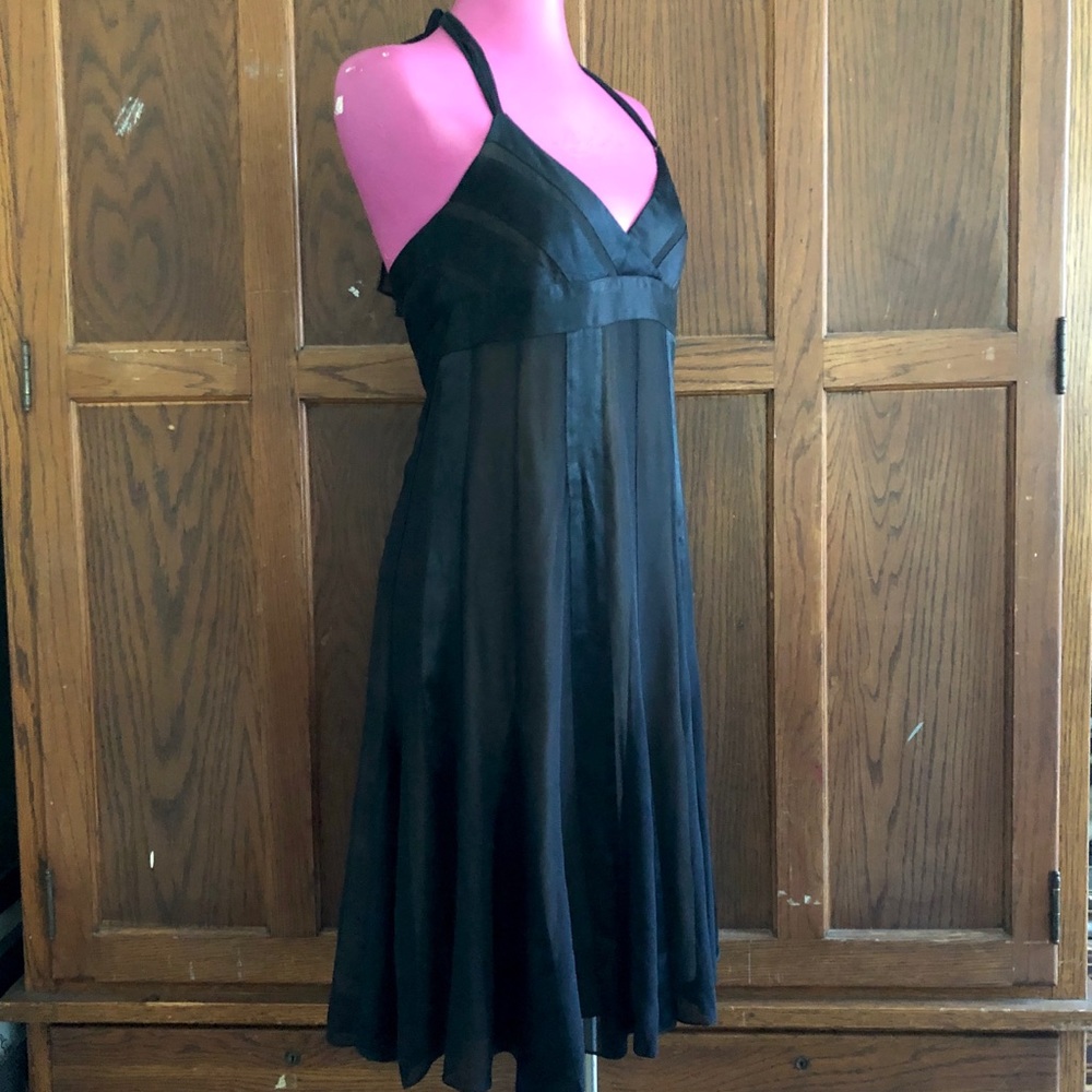 BCBG Layered silk halterneck empire waist party dress